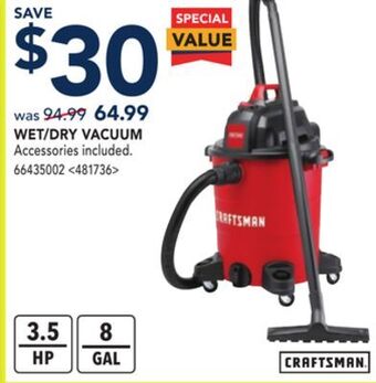 RONA Craftsman wet/dry vacuum offer
