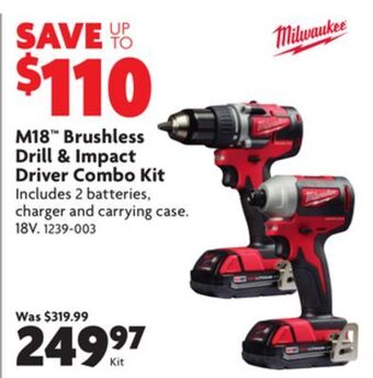 Home Hardware M18™ brushless drill & impact driver combo kit offer