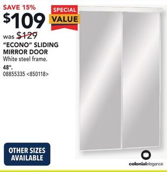 RONA Colonial elegance "econo" sliding mirror door 48" offer