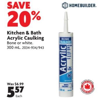 Home Hardware Kitchen & bath acrylic caulking offer