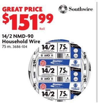 Home Hardware 14/2 nmd-90 household wire offer