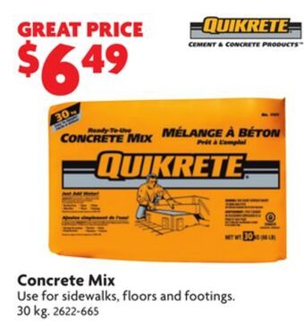Home Hardware Concrete mix offer
