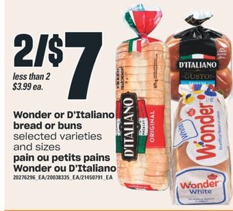 Valu-mart Pain ou petits pains wonder ou d'italiano offer