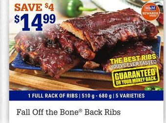 M & M Food Market Fall off the bone® back ribs offer