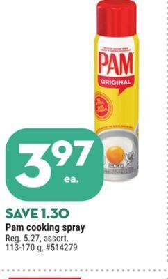 Giant Tiger Pam cooking spray offer