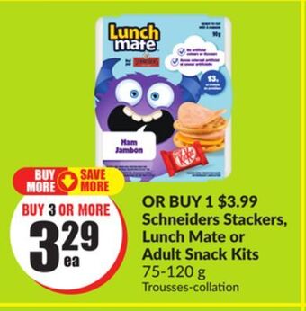 FreshCo Schneiders stackers lunch mate or adult snack kits 75-120 g offer