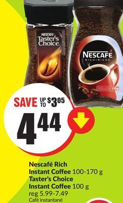FreshCo Nescafe rich instant coffee 100-170 g taster's choice instant coffee 100 g offer