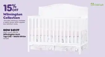 Babies 'R' Us Wilmington arch top crib – matte white offer