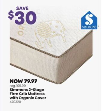 Babies 'R' Us Simmons 2-stage firm crib mattress with organic cover offer