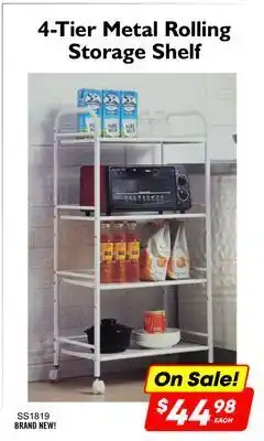 Factory Direct Debranded 4-tier metal rolling storage shelf offer