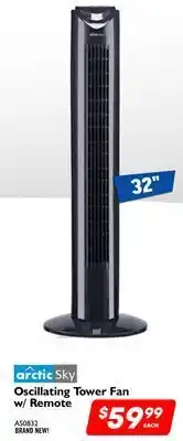 Factory Direct Arctic sky 32" oscillating tower fan with remote offer