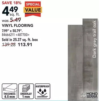 Lowe's Mono serra vinyl flooring 7.99" x 50.79" offer