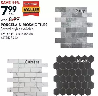 Lowe's Porcelain mosaic tiles offer