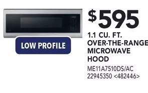 Lowe's 1.1 cu. ft. over-the-range microwave hood offer