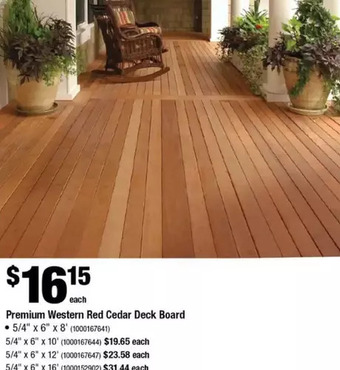 Home Depot Premium western red cedar deck board offer