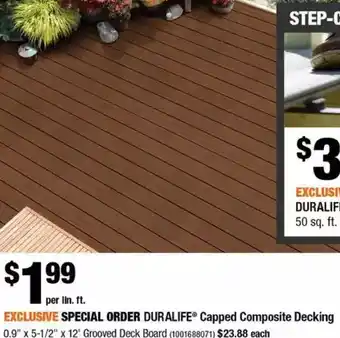 Home Depot Duralife capped composite decking offer