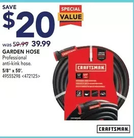 Lowe's Craftsman garden hose offer