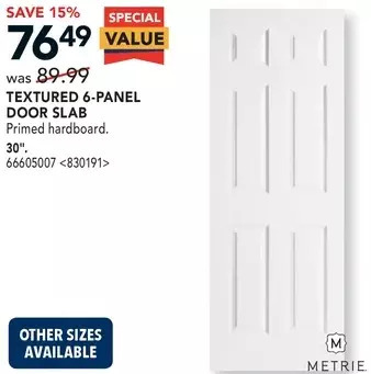 RONA Metrie textured 6-panel door slab offer