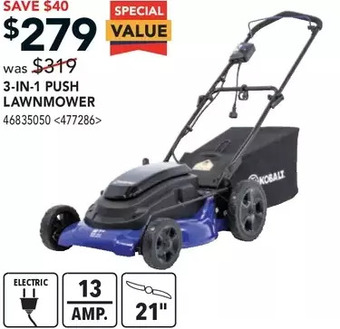 RONA 3-in-1 push lawnmower offer