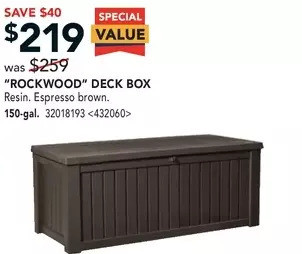 RONA Rockwood deck box offer