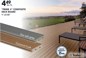 RONA Timbertech "prime +" composite deck board offer