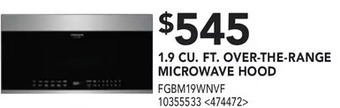 RONA 1.9 cu. ft. over-the-range microwave hood offer
