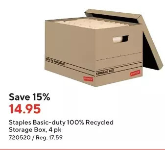 Staples Staples basic-duty 100% recycled storage box offer