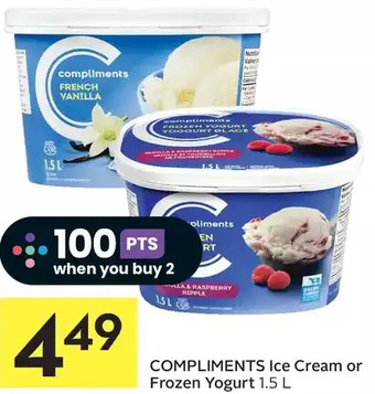 Foodland Compliments ice cream or frozen yogurt offer