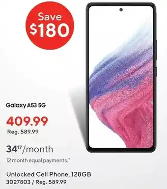 Staples Samsung galaxy a53 5g unlocked cell phone, 128gb offer