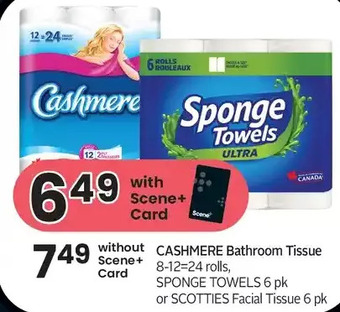 Foodland Cashmere bathroom tissue, sponge towels or scotties facial tissue offer