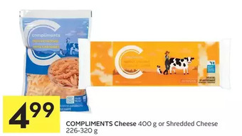 Foodland Compliments cheese or shredded cheese offer
