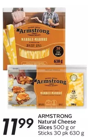 Sobeys Armstrong natural cheese slices or sticks offer