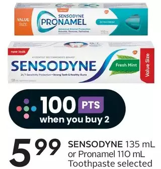 Sobeys Sensodyne or pronamel toothpaste offer