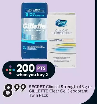 Sobeys Secret clinical strength or gillette clear gel deodorant offer