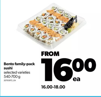 Real Canadian Superstore Bento family-pack sushi offer
