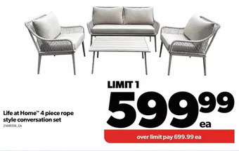 Real Canadian Superstore Life at home 4 piece rope style conversation set offer