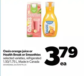 Real Canadian Superstore Oasis orange juice or health break or smoothies offer