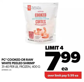 Real Canadian Superstore Pc cooked or raw white peeled shrimp offer