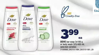 Real Canadian Superstore Dove bar soap or body wash offer