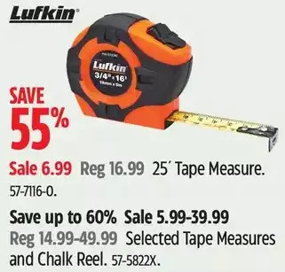 Canadian Tire Lufkin 25' tape measure | tape measures and chalk reel offer