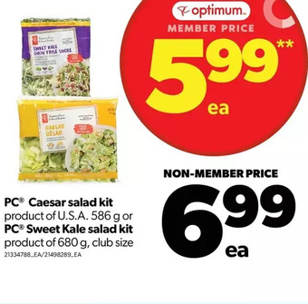 Real Canadian Superstore Pc caesar salad kit or sweet kale salad kit offer