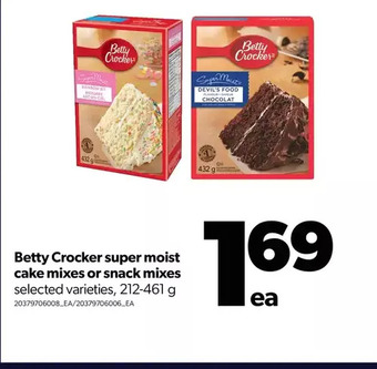 Real Canadian Superstore Betty crocker super moist cake mixes or snack mixes offer