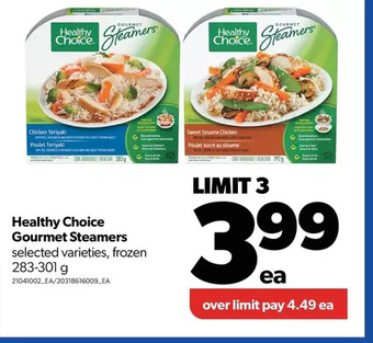 Real Canadian Superstore Healthy choice gourmet steamers offer