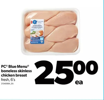 Real Canadian Superstore Pc blue menu boneless skinless chicken breast offer