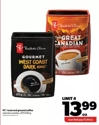 Real Canadian Superstore Pc roast and ground coffee offer