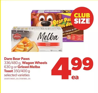 Real Canadian Superstore Dare bear paws, wagon wheels or grissol melba toast offer