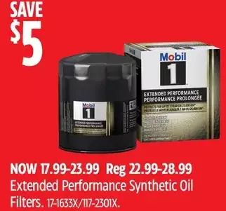 Canadian Tire Extended performance synthetic oil filters offer