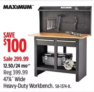 Canadian Tire Maximum 47 1/4" wide heavy-duty workbench offer