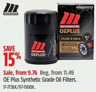 Canadian Tire Oe plus synthetic grade oil filters offer