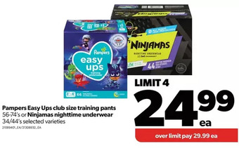 Real Canadian Superstore Pampers easy ups club size training pants or ninjamas nighttime underwear offer